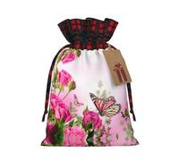 Bolsas de regalo de Navidad, bolsas de Navidad reutilizables para regalos, bolsas de regalo de Navidad, bolsa de fiesta de Navidad, flores de besos de mariposa a granel