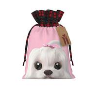 Bolsas de regalo de Navidad, bolsas de Navidad reutilizables para regalos, bolsas de regalo de Navidad, bolsa de fiesta de Navidad a granel encantador perro maltés