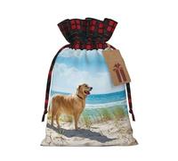 Bolsas de regalo de Navidad,Bolsas de Navidad reutilizables para regalos,Bolsas de regalo de Navidad Bolsa de fiesta de Navidad a granel Golden Retriever