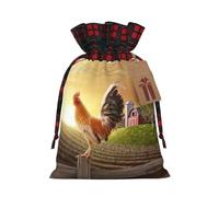 Bolsas de regalo de Navidad, bolsas de Navidad reutilizables para regalos, bolsas de regalo de Navidad, bolsa de fiesta de Navidad, gallo a granel en madera en tierras de cultivo