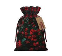 Bolsas de regalo de Navidad, bolsas de Navidad reutilizables para regalos, bolsas de regalo de Navidad, bolsa de fiesta de Navidad, rosa roja y negra a granel