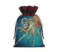 Bolsas de regalo de Navidad, bolsas de Navidad reutilizables para regalos, bolsas de regalo de Navidad, bolsa de fiesta de Navidad, pulpo anillado azul a granel