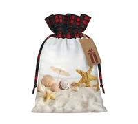 Bolsas de regalo de Navidad, bolsas de Navidad reutilizables para regalos, bolsas de regalo de Navidad, bolsa de fiesta de Navidad, conchas marinas a granel, estrella de mar en la playa