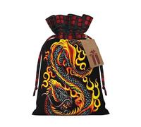 Bolsas de regalo de Navidad, bolsas de Navidad reutilizables para regalos, bolsas de regalo de Navidad, bolsa de fiesta de Navidad, dragón chino de fuego a granel