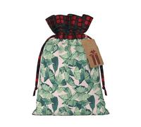 Bolsas de regalo de Navidad, bolsas de Navidad reutilizables para regalos, bolsas de regalo de Navidad, bolsa de fiesta de Navidad, hojas de palmera verde a granel, rosa