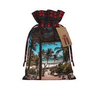 Bolsas de regalo de Navidad, bolsas de Navidad reutilizables para regalos, bolsas de regalo de Navidad, bolsa de fiesta de Navidad, palmeras de playa a granel