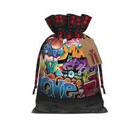 Bolsas de regalo de Navidad, bolsas de Navidad reutilizables para regalos, bolsas de regalo de Navidad, bolsa de fiesta de Navidad, graffiti a granel, hip hop