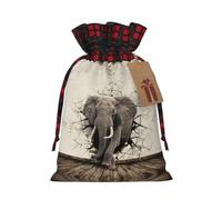 Bolsas de regalo de Navidad, bolsas de Navidad reutilizables para regalos, bolsas de regalo de Navidad, bolsa de fiesta de Navidad, elefante de pared rota a granel