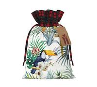 Bolsas de regalo de Navidad, bolsas de Navidad reutilizables para regalos, bolsas de regalo de Navidad, bolsa de fiesta de Navidad, hojas tropicales a granel