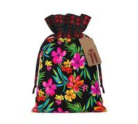 Bolsas de regalo de Navidad, bolsas de Navidad reutilizables para regalos, bolsas de regalo de Navidad, bolsa de fiesta de Navidad, flor hawaiana a granel