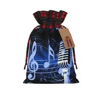 Bolsas de regalo de Navidad, bolsas de Navidad reutilizables para regalos, bolsas de regalo de Navidad, bolsa de fiesta de Navidad, micrófono a granel con notas musicales