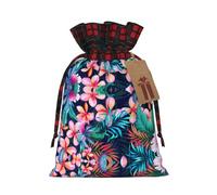 Bolsas de regalo de Navidad, bolsas de Navidad reutilizables para regalos, bolsas de regalo de Navidad, bolsa de fiesta de Navidad, flores tropicales a granel