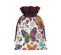Bolsas de regalo de Navidad, bolsas de Navidad reutilizables para regalos, bolsas de regalo de Navidad, bolsa de fiesta de Navidad, mariposa floral de primavera a granel