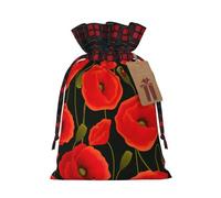 Bolsas de regalo de Navidad, bolsas de Navidad reutilizables para regalos, bolsas de regalo de Navidad, bolsa de fiesta de Navidad, flores de amapola a granel