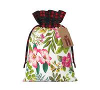 Bolsas de regalo de Navidad, bolsas de Navidad reutilizables para regalos, bolsas de regalo de Navidad, bolsa de fiesta de Navidad, flores de hibisco a granel
