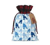 Bolsas de regalo de Navidad, bolsas de Navidad reutilizables para regalos, bolsas de regalo de Navidad, bolsa de fiesta de Navidad, a granel, caniche azul con lunares