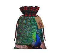 Bolsas de regalo de Navidad, bolsas de Navidad reutilizables para regalos, bolsas de regalo de Navidad, bolsa de fiesta de Navidad a granel hermoso pavo real