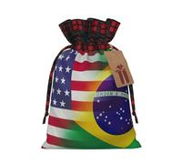 Bolsas de regalo de Navidad, bolsas de Navidad reutilizables para regalos, bolsas de regalo de Navidad, bolsa de fiesta de Navidad, banderas estadounidenses y brasileñas a granel