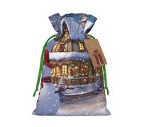 Bolsas de regalo de Navidad, bolsas de regalo de Navidad, bolsas de Navidad reutilizables para regalos de Navidad, muñecos de nieve y casas, bolsas de regalo con etiquetas, suministros de fiesta, M