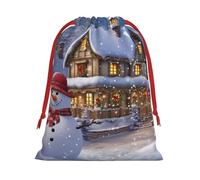 Bolsas de regalo de Navidad, bolsas de regalo de Navidad, bolsas de Navidad reutilizables para regalos de Navidad, muñecos de nieve y casas, bolsas de regalo con etiquetas, suministros de fiesta, S