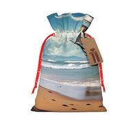 Bolsas de regalo de Navidad, bolsas de regalo de Navidad, bolsas de Navidad reutilizables para regalos de playa con barco, bolsas de regalo con etiquetas, suministros de fiesta, S