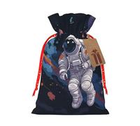 Bolsas de regalo de Navidad, bolsas de regalo de Navidad, bolsas de Navidad reutilizables para regalos de astronauta, bolsas de regalo de vuelo espacial con etiquetas, suministros de fiesta