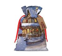 Bolsas de regalo de Navidad, bolsas de regalo de Navidad, bolsas de Navidad reutilizables para regalos de Navidad, muñecos de nieve y casas, bolsas de regalo con etiquetas, suministros de fiesta, M