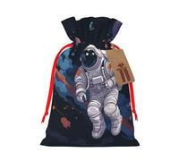 Bolsas de regalo de Navidad, bolsas de regalo de Navidad, bolsas de Navidad reutilizables para regalos de astronauta, bolsas de regalo de vuelo espacial con etiquetas, suministros de fiesta