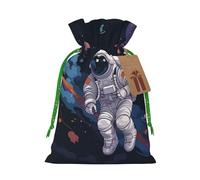 Bolsas de regalo de Navidad, bolsas de regalo de Navidad, bolsas de Navidad reutilizables para regalos de astronauta, bolsas de regalo de vuelo espacial con etiquetas, suministros de fiesta