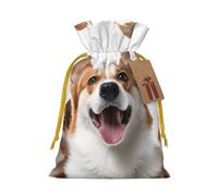 Bolsas de regalo de Navidad, bolsas de regalo de Navidad, bolsas de Navidad reutilizables para regalos de perro que sobresale la lengua, bolsas de regalo con etiquetas, suministros de fiesta, M