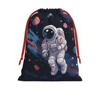 Bolsas de regalo de Navidad, bolsas de regalo de Navidad, bolsas de Navidad reutilizables para regalos de astronauta, bolsas de regalo de vuelo espacial con etiquetas, suministros de fiesta, M
