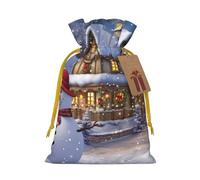 Bolsas de regalo de Navidad, bolsas de regalo de Navidad, bolsas de Navidad reutilizables para regalos de Navidad, muñecos de nieve y casas, bolsas de regalo con etiquetas, suministros de fiesta, S