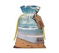 Bolsas de regalo de Navidad, bolsas de regalo de Navidad, bolsas de Navidad reutilizables para regalos de playa con barco, bolsas de regalo con etiquetas, suministros de fiesta, M
