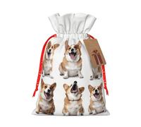 Bolsas de regalo de Navidad, bolsas de regalo de Navidad, bolsas de Navidad reutilizables para regalos de perros desde diferentes ángulos, bolsas de regalo con etiquetas, suministros de fiesta, M