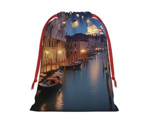 Bolsas de regalo de Navidad, bolsas de regalo de Navidad, bolsas de Navidad reutilizables para regalos, hermosas bolsas de regalo de Venecia por la noche, con etiquetas, suministros de fiesta, L