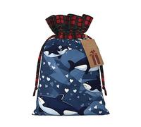 Bolsas de regalo de Navidad - Bolsas de regalo festivas para todas las fiestas y estaciones, a juego con diseño de orca azul escocesa