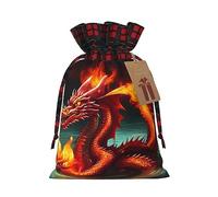 Bolsas de regalo de Navidad: bolsas de regalo festivas para todas las fiestas y estaciones, a juego con diseño de cuadros escoceses Dragon King in Fire