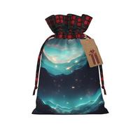 Bolsas de regalo de Navidad - Bolsas de regalo festivas para todas las fiestas y estaciones, combinadas con estrellas de ciencia ficción con diseño de cuadros escoceses