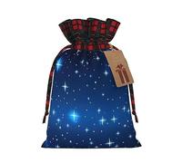 Bolsas de regalo de Navidad: bolsas de regalo festivas para todas las vacaciones y estaciones, a juego con diseño de cuadros escoceses y patrón de estrellas azules
