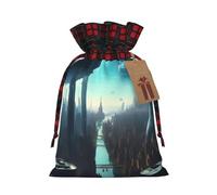 Bolsas de regalo de Navidad: bolsas de regalo festivas para todas las vacaciones y estaciones, combinadas con diseño de cuadros escoceses Cities of the Future