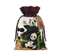 Bolsas de regalo de Navidad: bolsas de regalo festivas para todas las vacaciones y estaciones, combinadas con pandas de padre e hijo con diseño de cuadros escoceses