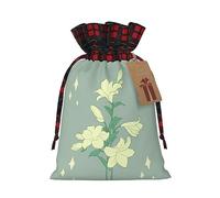 Bolsas de regalo de Navidad: bolsas de regalo festivas para todas las vacaciones y temporada, a juego con diseño de cuadros escoceses de lirios blancos de dibujos animados