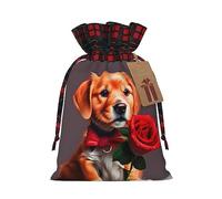 Bolsas de regalo de Navidad: bolsas de regalo festivas para todas las vacaciones y temporada, a juego con diseño de cuadros escoceses de perro parecido a caballero