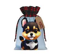 Bolsas de regalo de Navidad - Bolsas de regalo festivas para todas las vacaciones y temporada, a juego con tarjeta de diseño a cuadros escoceses Love Fancy Puppy