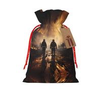 Bolsas de regalo de Navidad, bomberos que luchan contra incendios, envoltura de regalos de Navidad, bolsas de dulces reutilizables para festivales y fiestas en casa