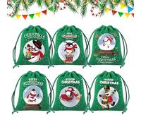 Bolsas de regalo de Navidad con cordón, 6 piezas contenedores de almacenamiento con cordón, bolsas de Navidad de tela, para caramelos de cumpleaños, fiestas, bodas y bebés