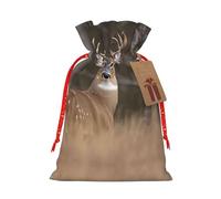 Bolsas de regalo de Navidad con cordón con estampado de ciervo de cola blanca, bolsas de lino para regalo de caramelos, bolsas de regalo de Navidad