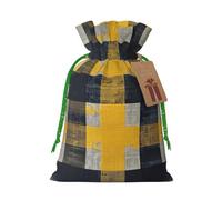 Bolsas de regalo de Navidad con cordón de ajuste, reutilizables, para fiestas de Navidad, color amarillo, gris y negro