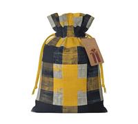 Bolsas de regalo de Navidad con cordón de ajuste, reutilizables, para fiestas de Navidad, color amarillo, gris y negro