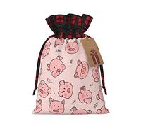 Bolsas de regalo de Navidad con cordón de cerdo lindo rosa, bolsas reutilizables para todas las ocasiones